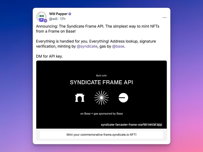 Will Papper's cast with a Frame