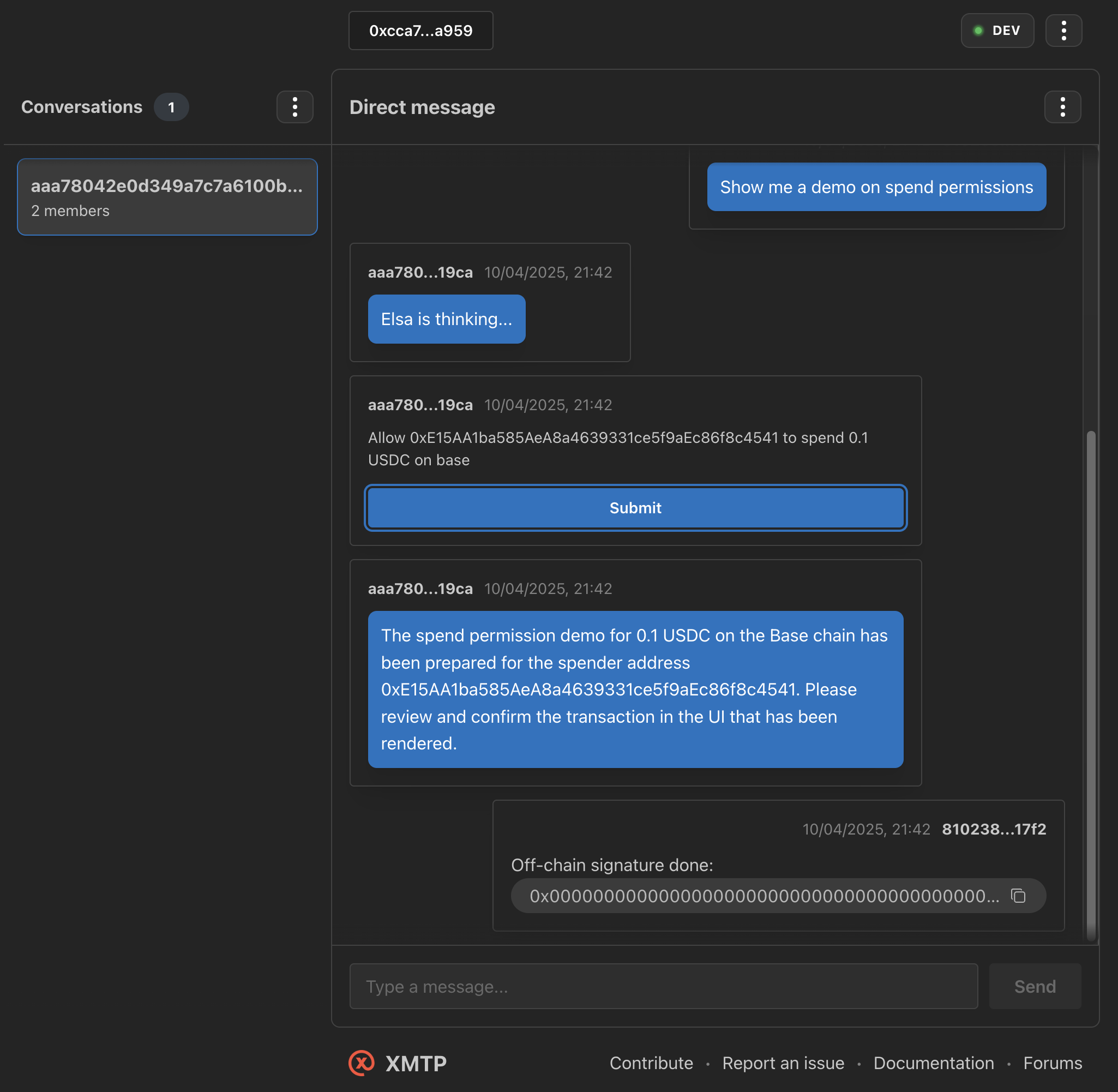 XIP-59: Trigger on-chain calls via wallet_sendCalls - XIP Stage 1: Drafts -  XMTP Improvement Forum